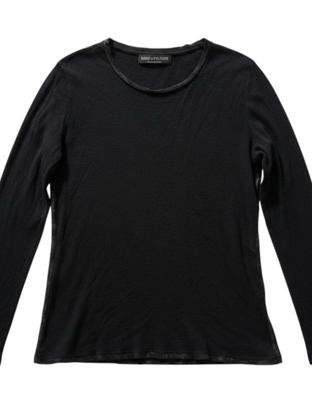 Zadig & Voltaire Willy Foil Long Sleeve Top Black/Black Small